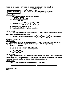 Kỳ thi chọn học sinh giỏi lớp 9 cấp trường môn thi Toán